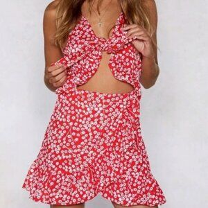 Hello Molly Red Tie-Front Romper